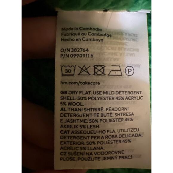 H&M Kelly Green Chunky Knit Cropped Boxy Sweater Women’s Size Small EUC - Picture 7 of 8